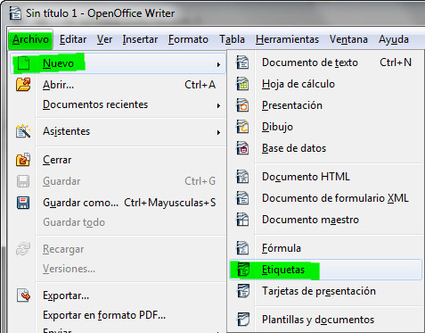 5.11. Creación de etiquetas en OpenOffice Writer. Captura propia.