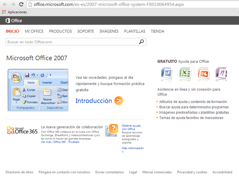 Web Office 2007, C.Barrabés, captura web