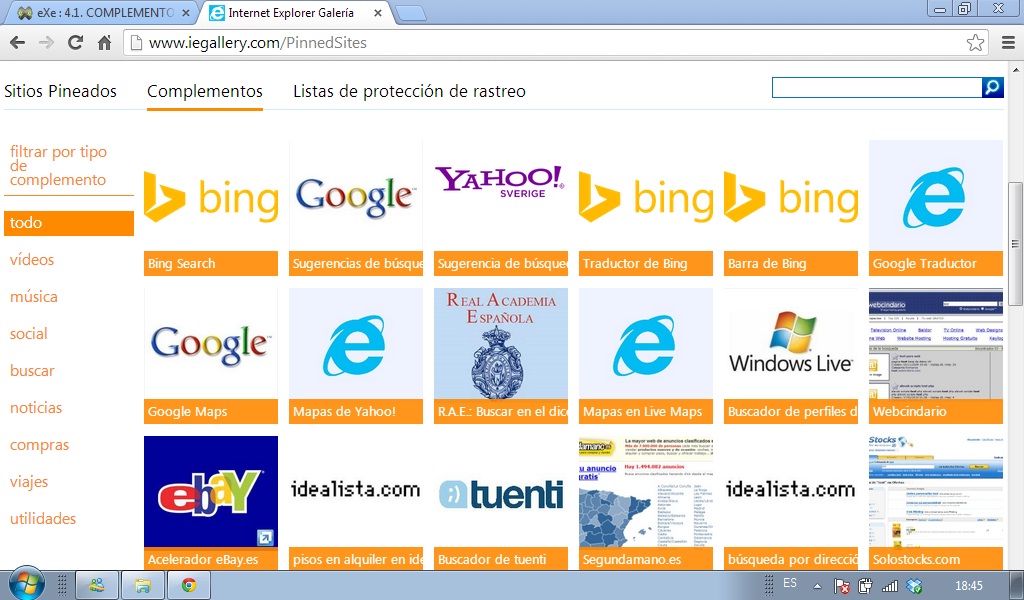 2.55. Complementos Internet Explorer. Captura de pantalla.