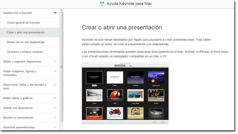 Crear, abrir presentación en keynote. C.Barrabés, montaje pantalla captura programa