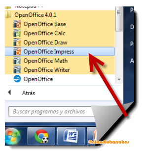Abrir OpenOffice Impress. C.Barrabés, montaje pantalla captura programa