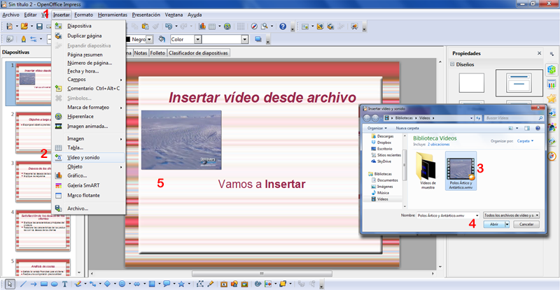 Vídeos desde Archivo OpenOffice Impress