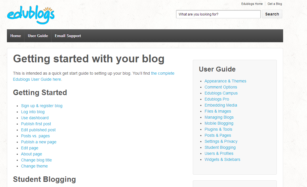 Página inicial de edublogs