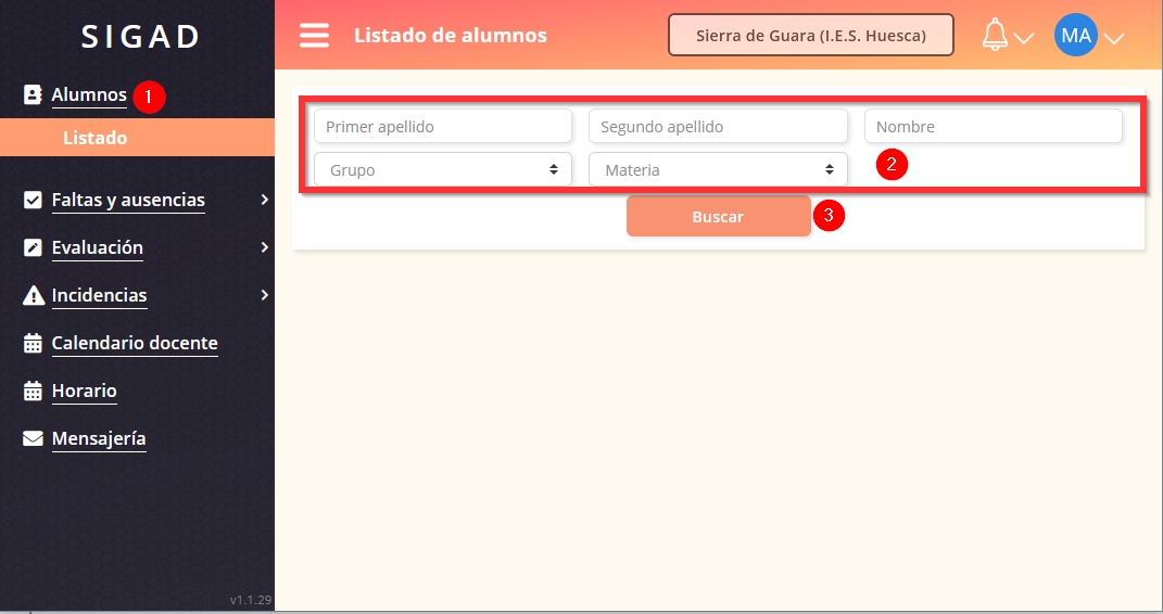 Consultar datos de un alumno