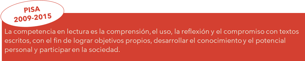 La competencia en lectura es la comprensión, el uso, la reflexión y el compromiso con textos escritos, con el fin de lograr objetivos propios, desarrollar el conocimiento y el potencial personal y participar en la sociedad.